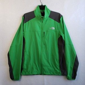 North Face Jacket Men's Apex Green Soft Shell Full Zip Size Medium Gray Logo